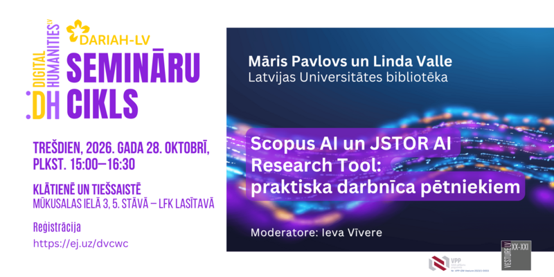 Notiks seminārs “Scopus AI un JSTOR AI Research Tool: praktiska darbnīca pētniekiem”
